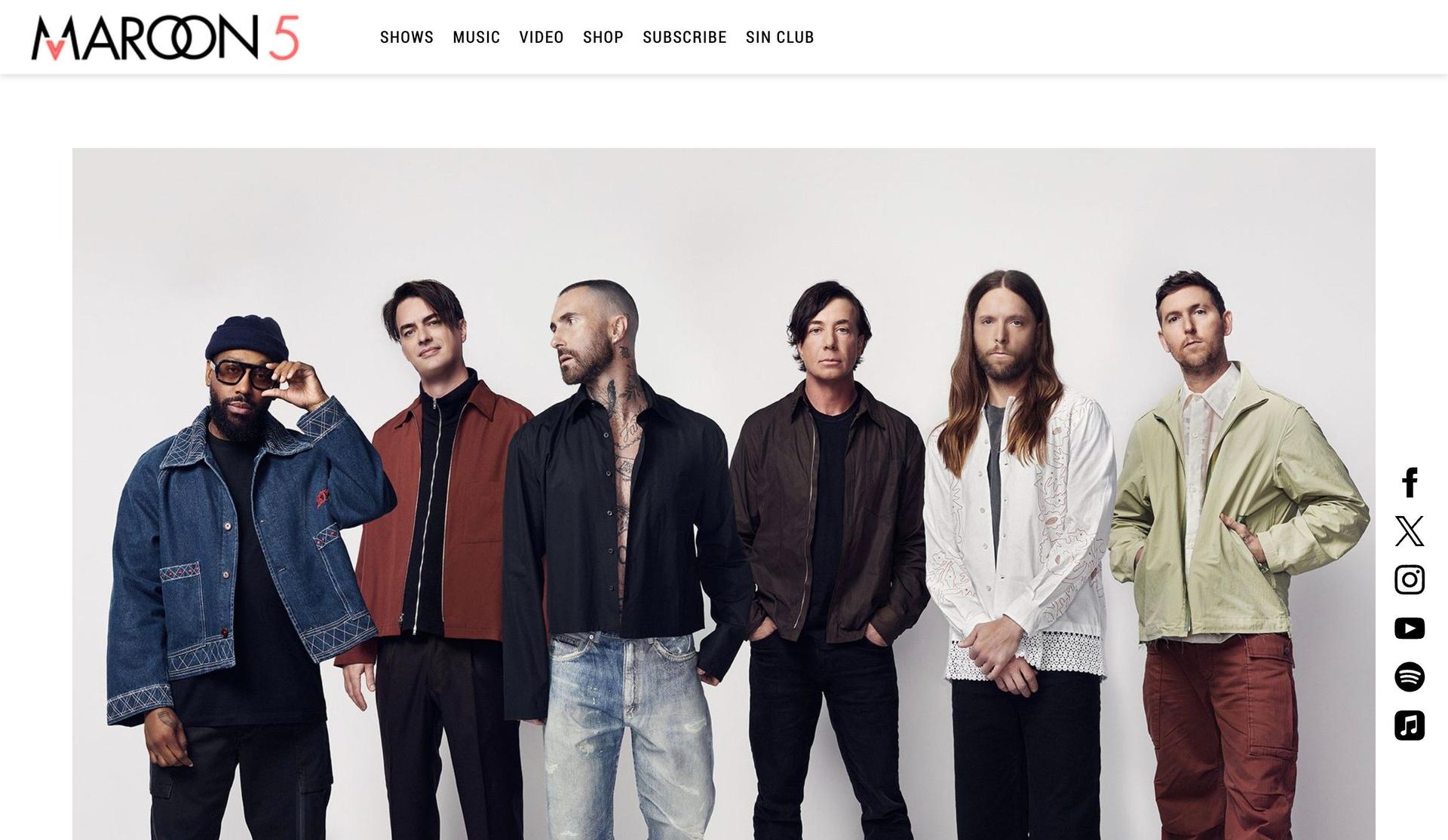 Maroon 5-band websites