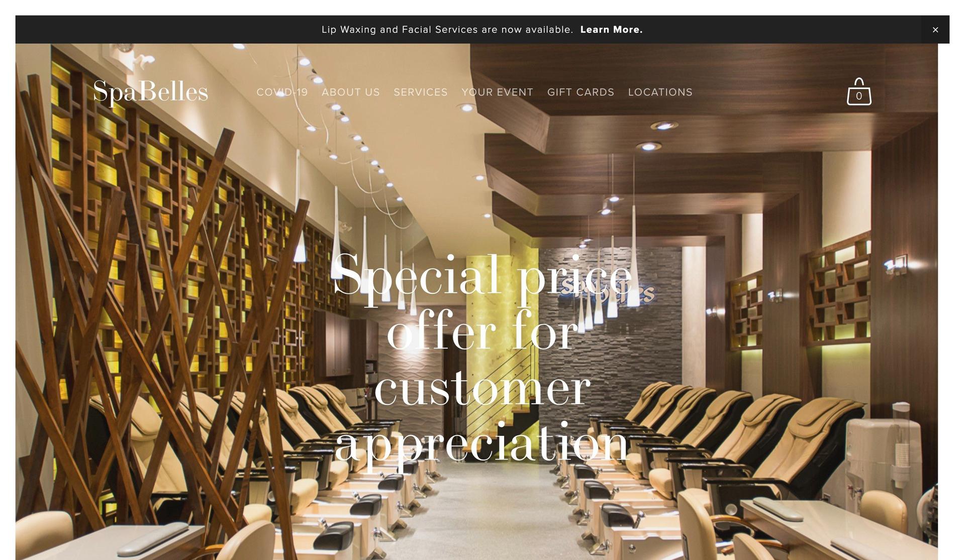 Spa Belles-service website examples