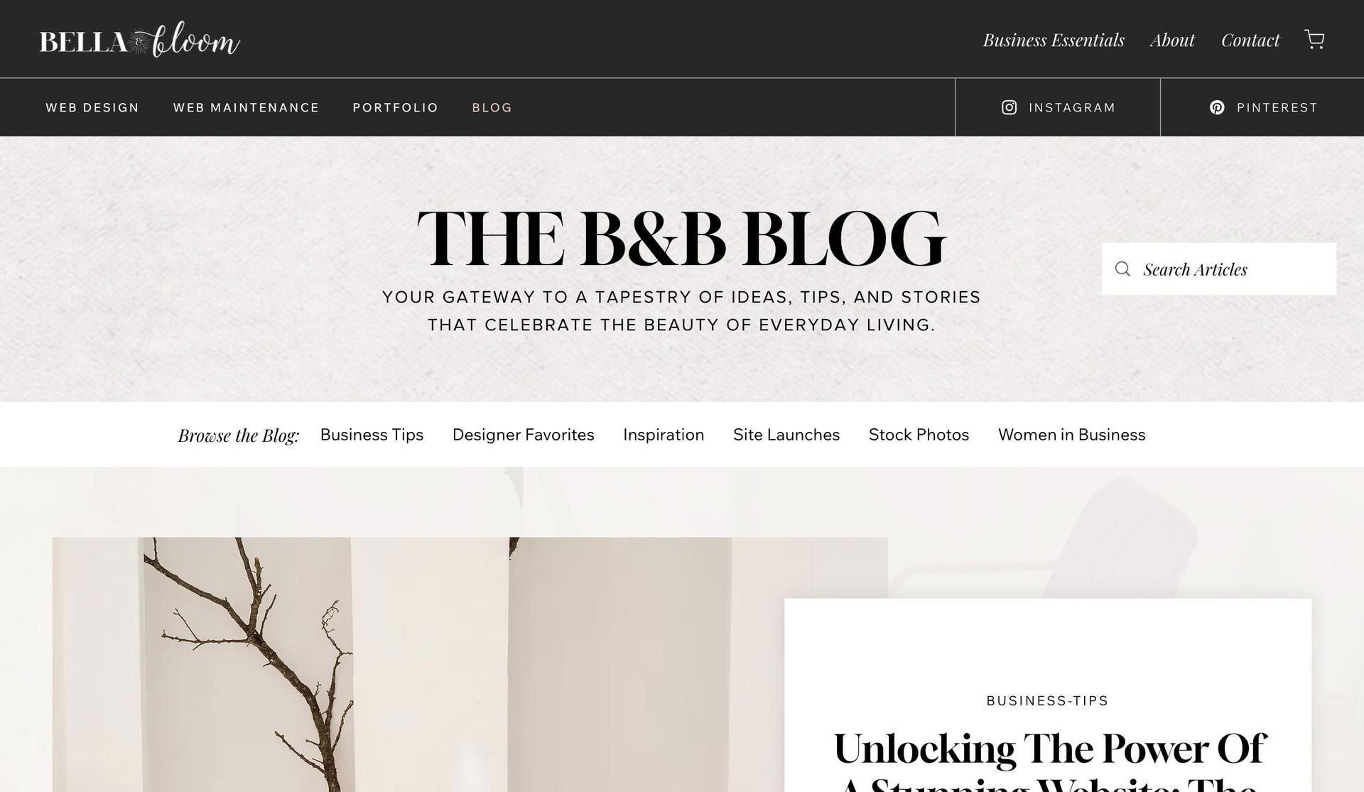 Bella and Bloom-+blog design examples+