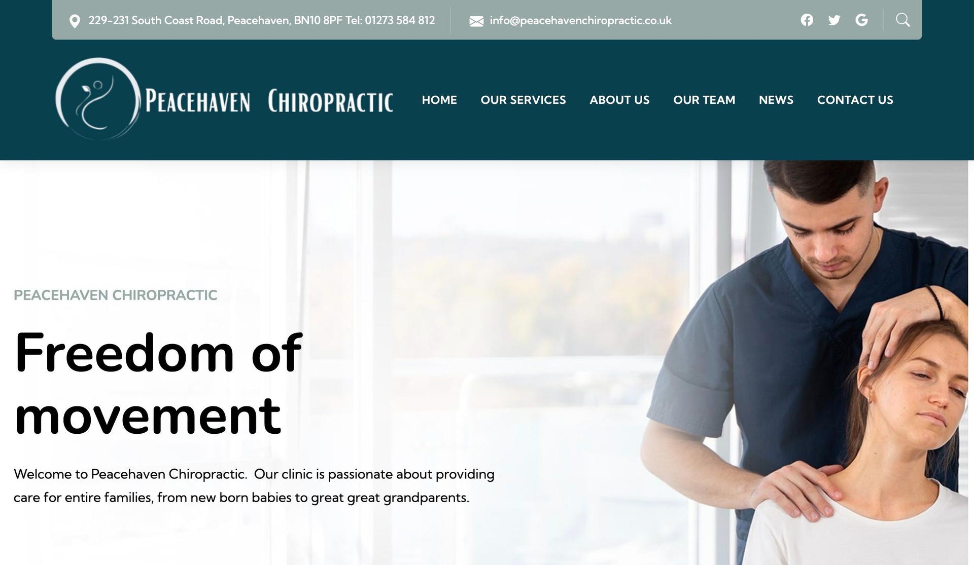 Peacehaven Chiropractic-chiropractic website designs