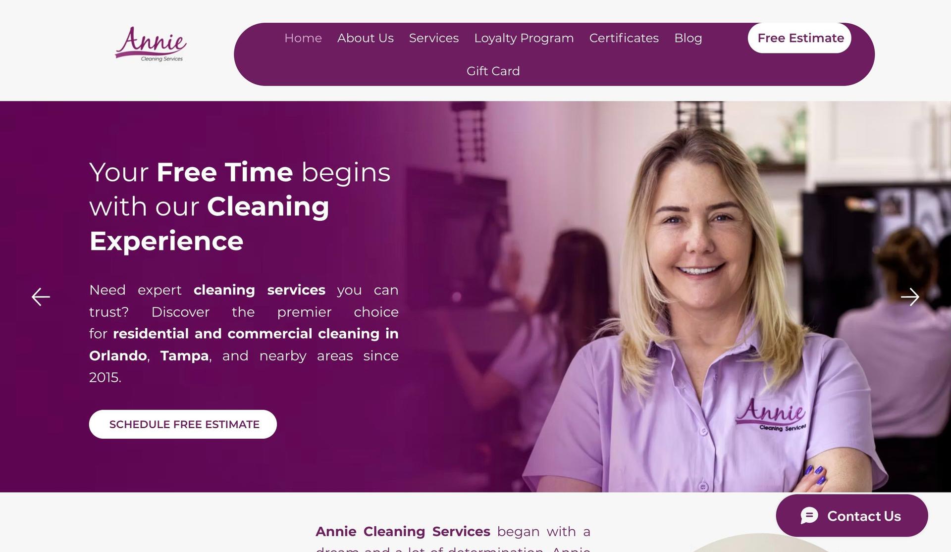 Annie Cleaning Services-service website examples