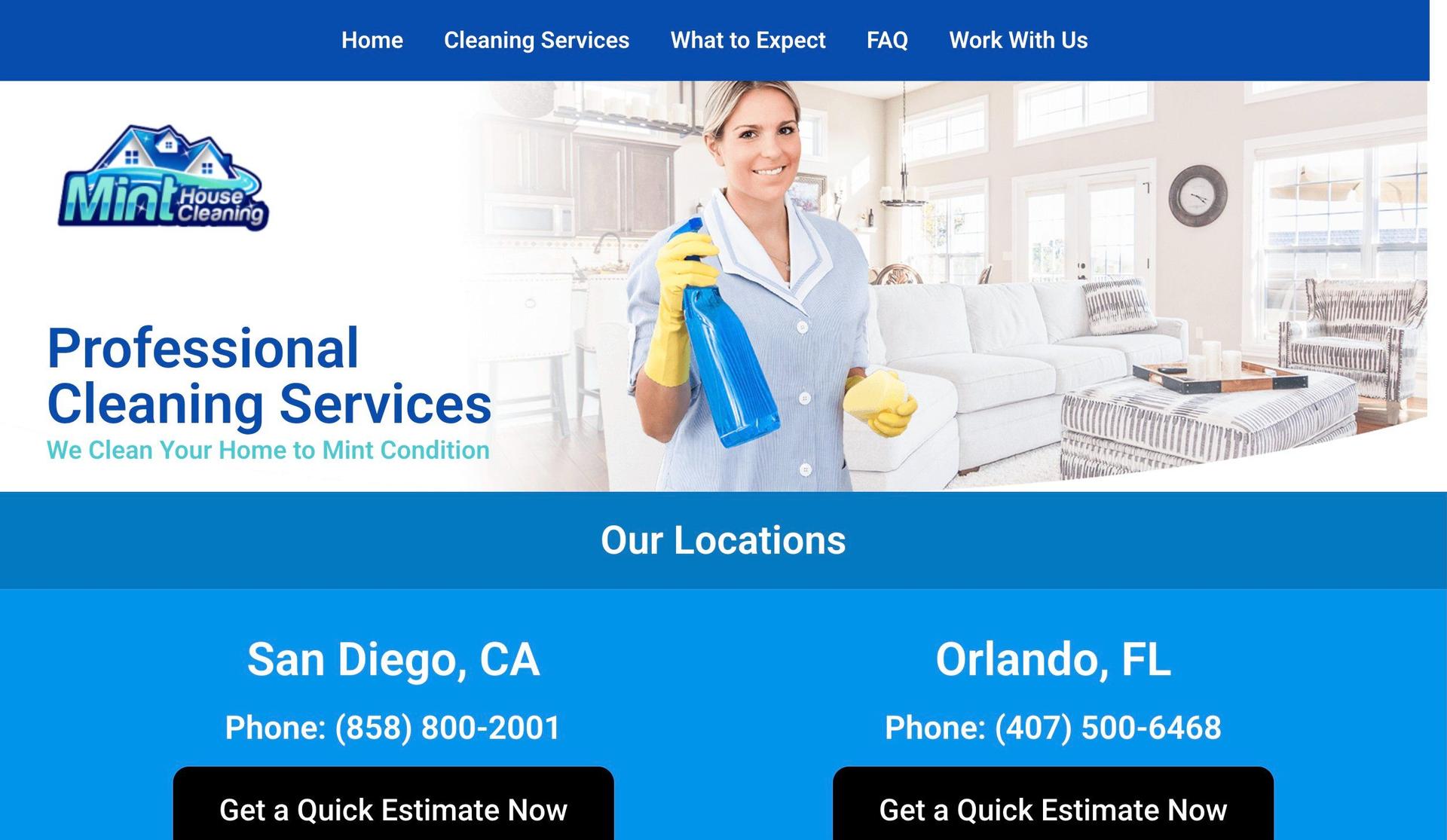 Mint House Cleaning-cleaning website examples