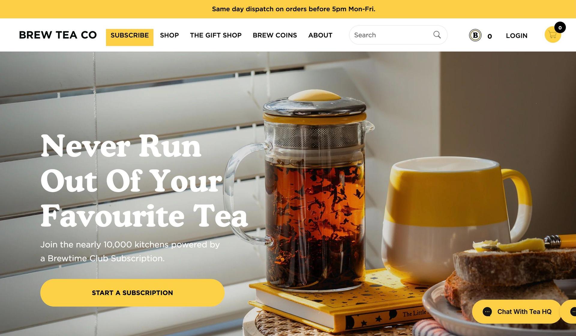 Brew Tea Company-lead generation website examples