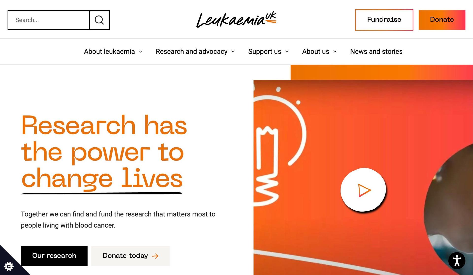 Leukaemia UK-black and orange websites