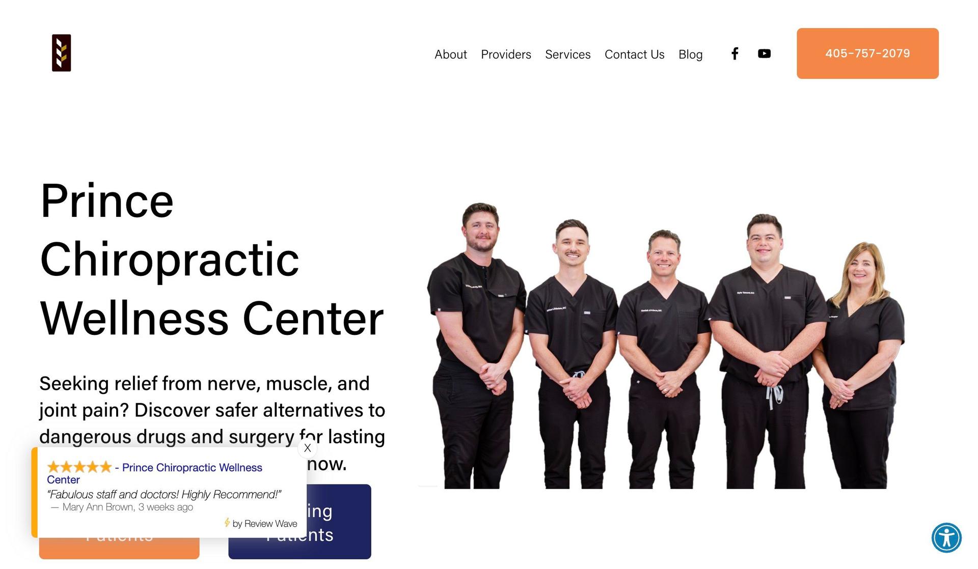 Prince Chiropractic-black and orange websites