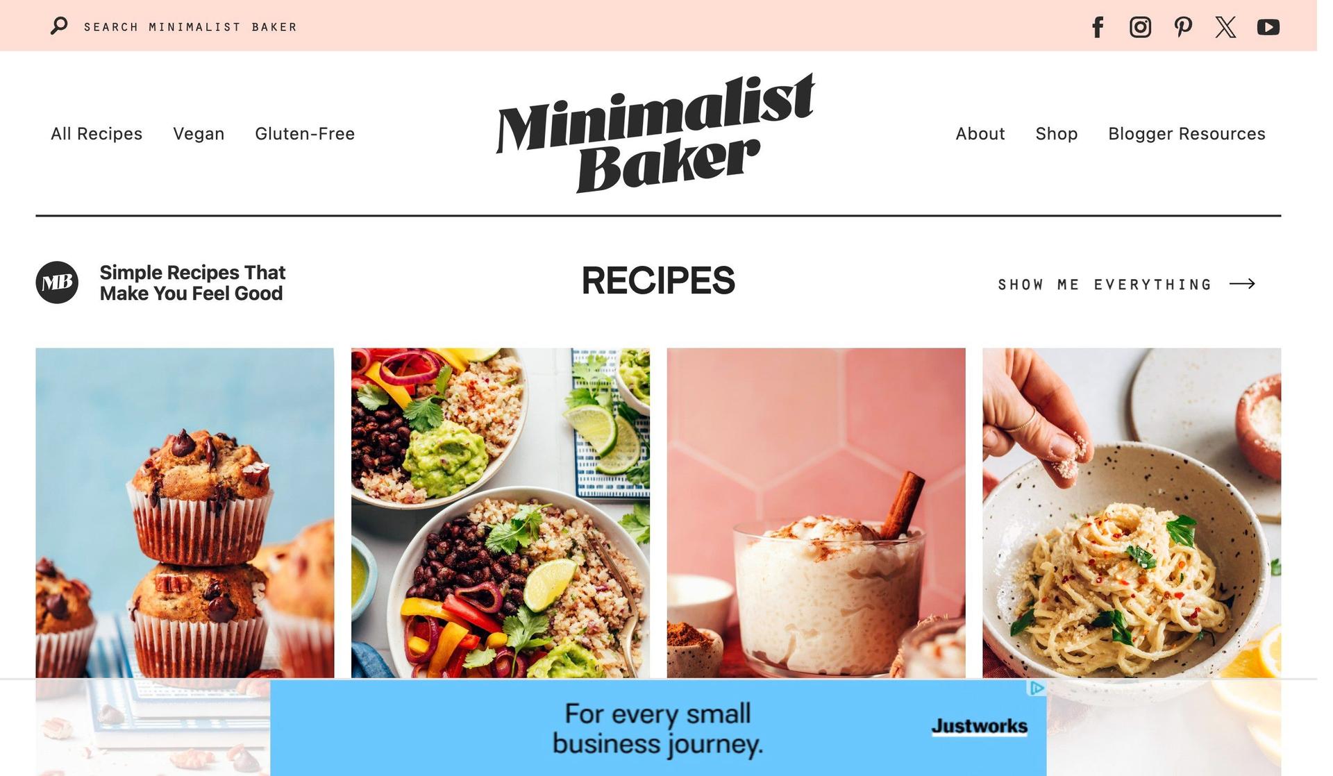 Minimalist Baker-affiliate marketing website examples