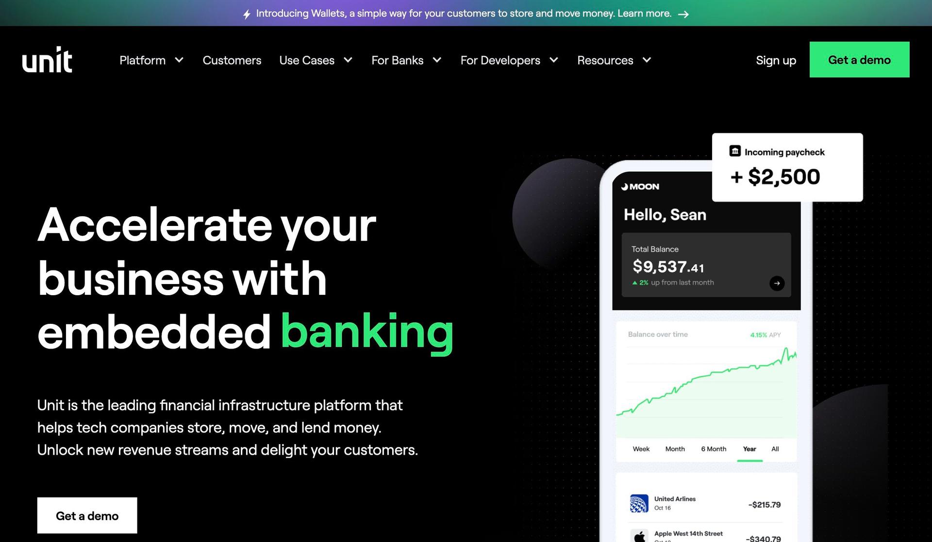 Unit-fintech website design examples