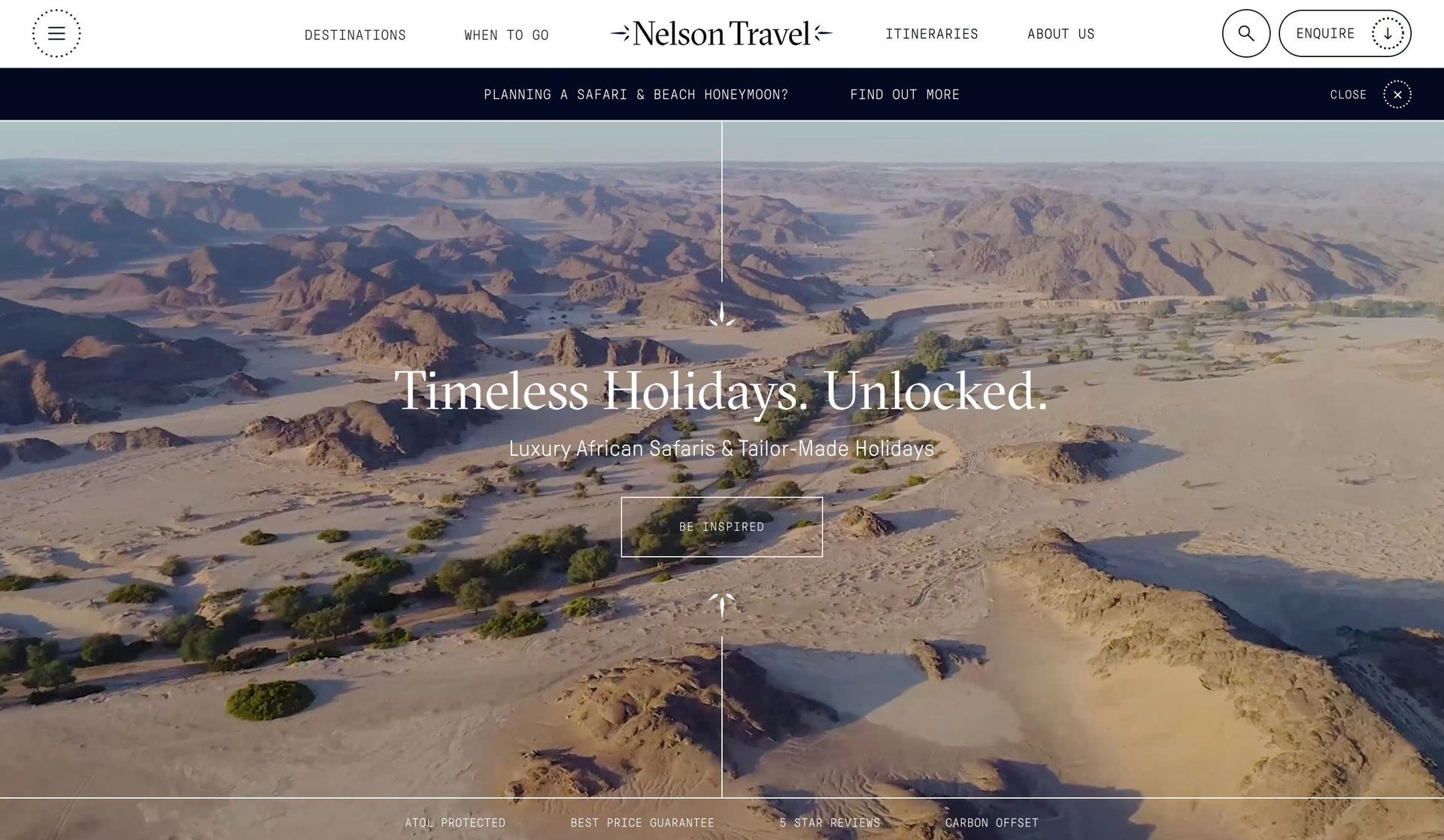 Nelson Travel-service website examples