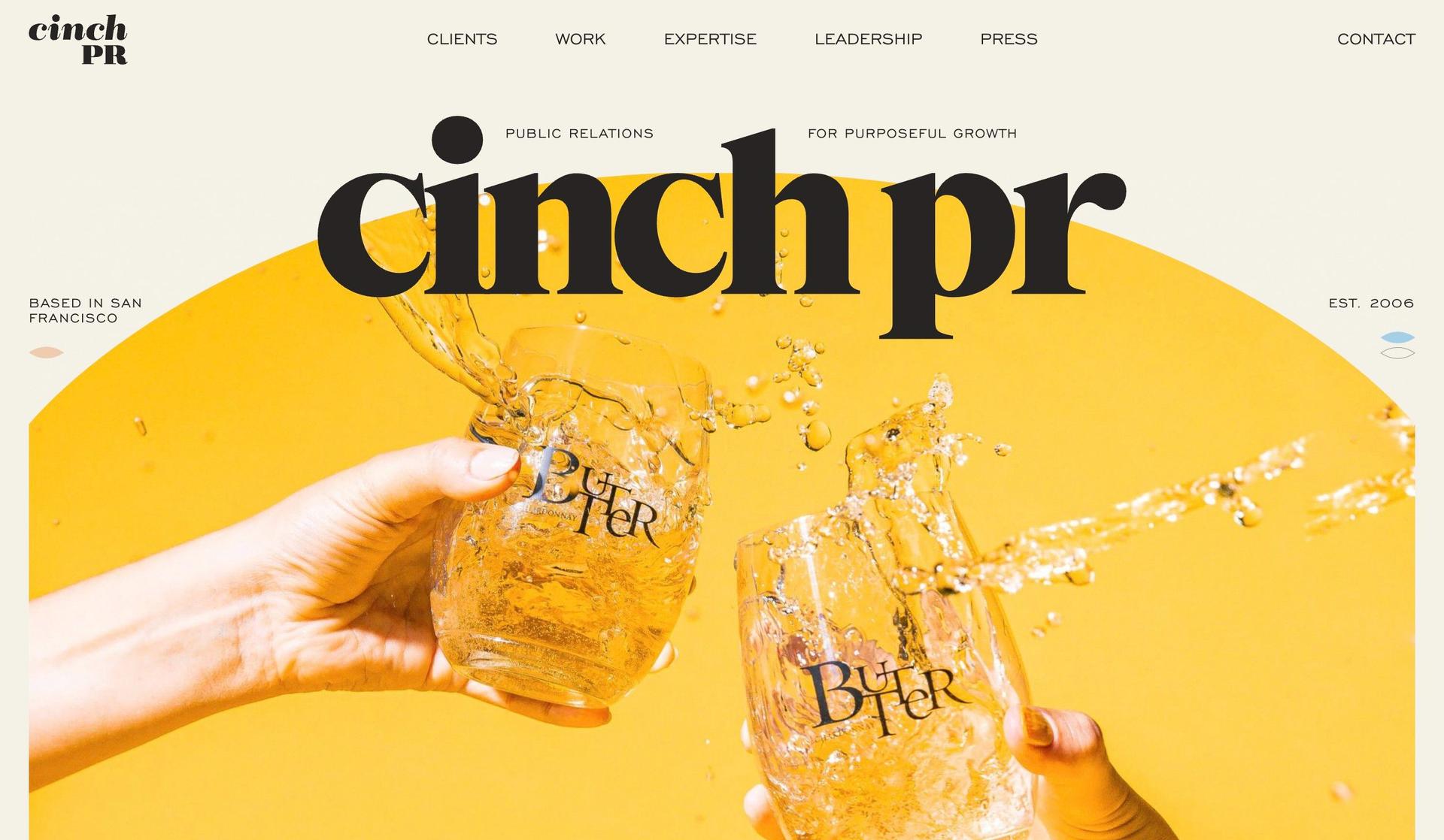 Cinch PR-service website examples