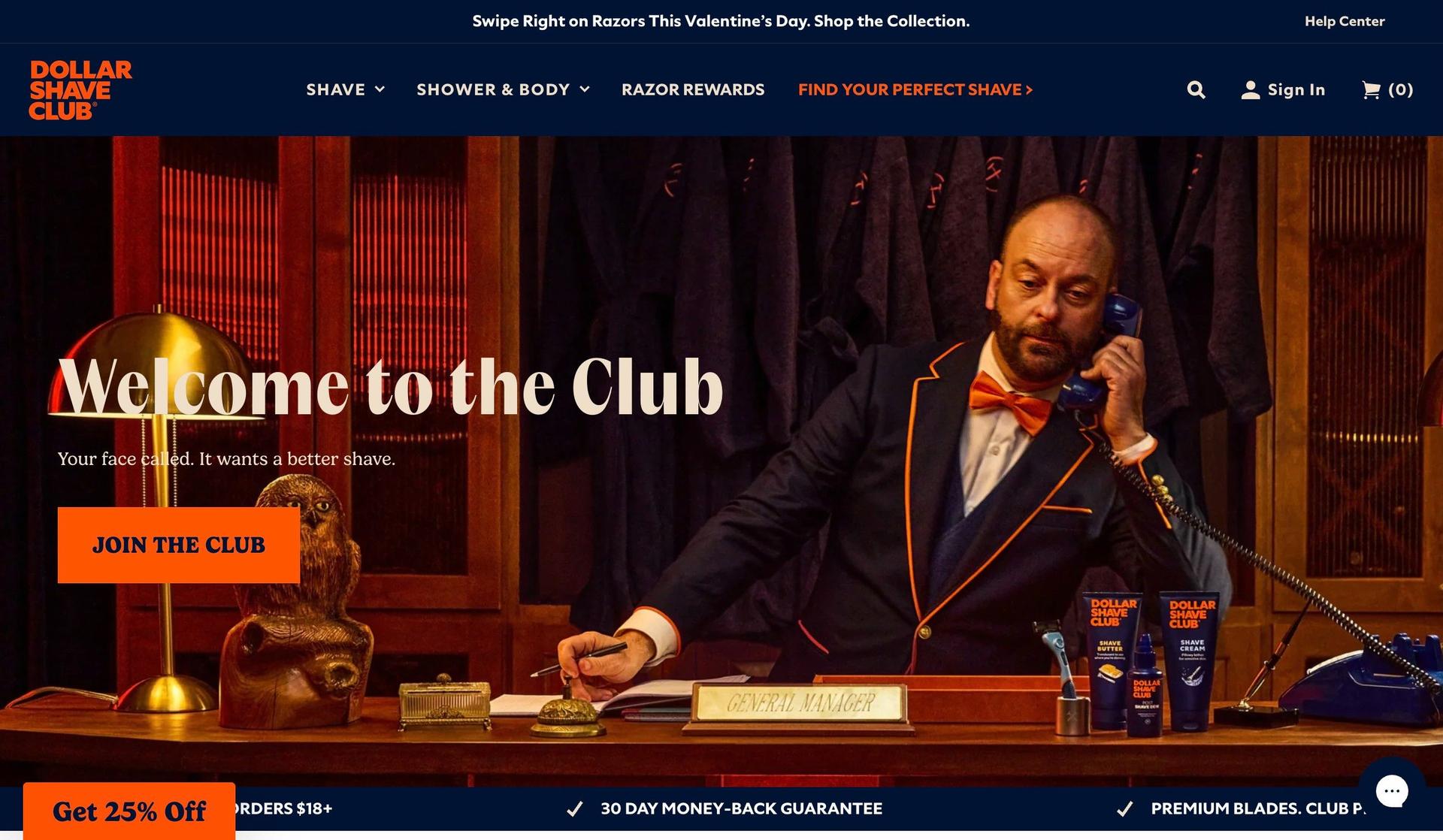 Dollar Shave Club-membership site examples