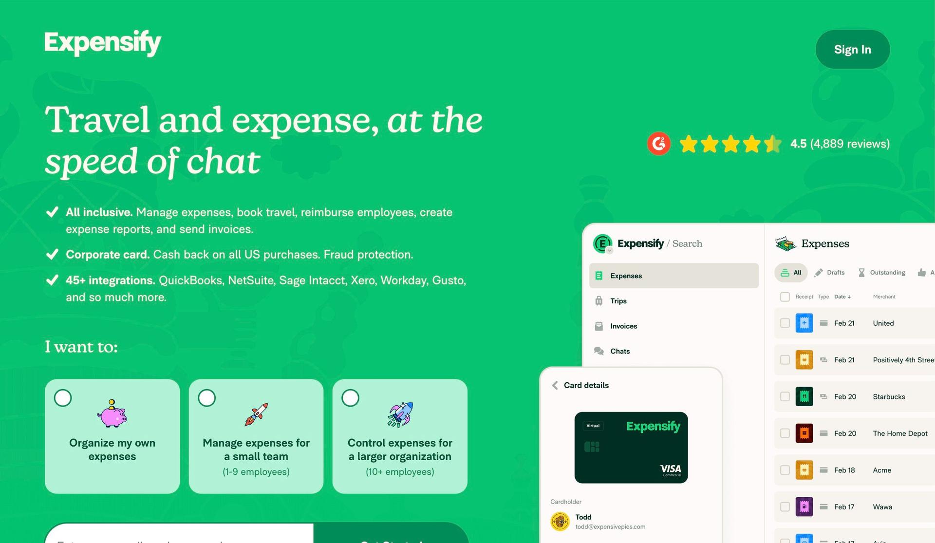 Expensify-ux design examples