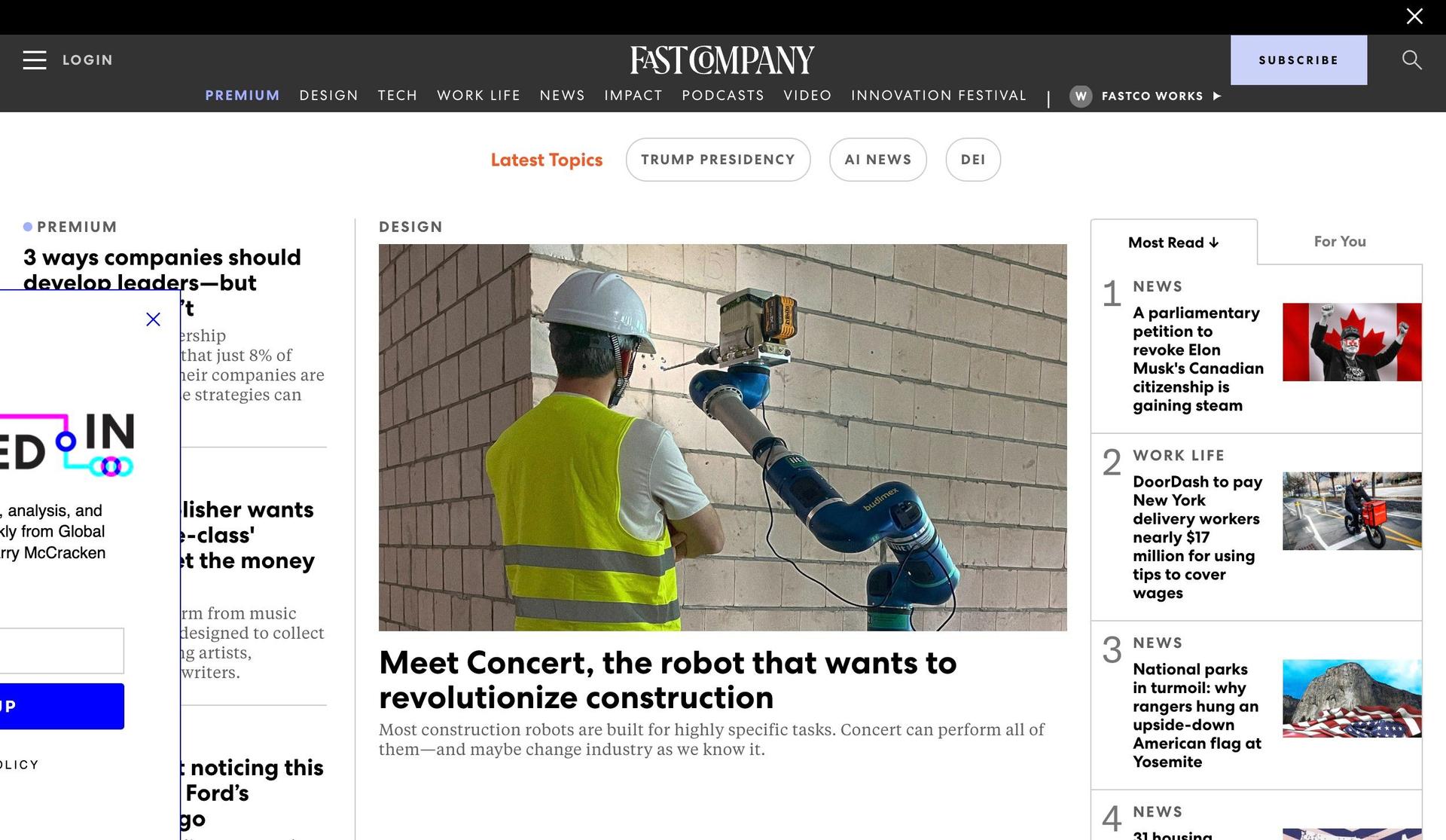 Fast Company-news website design