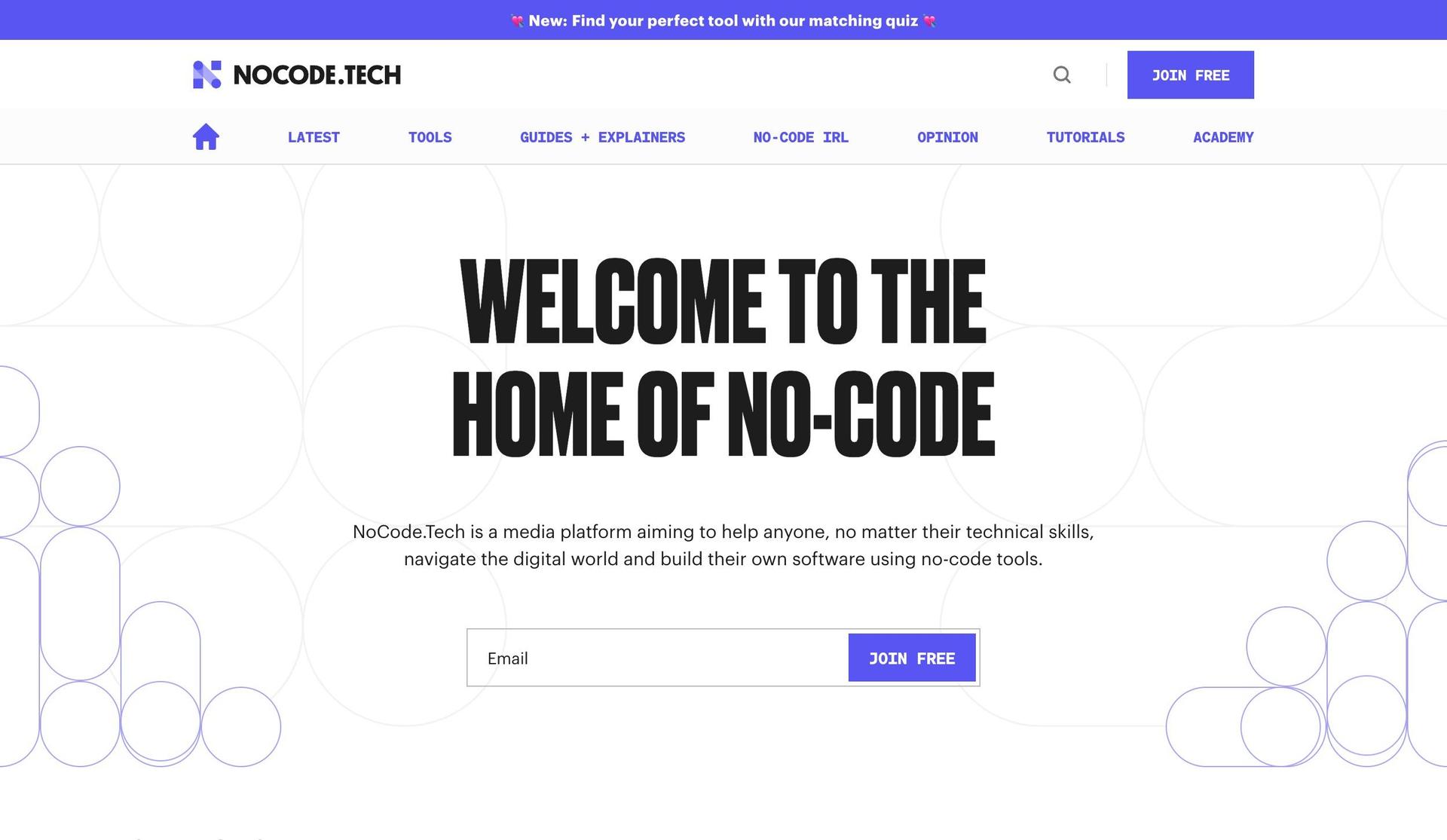 NoCode.Tech-examples of inspirational media websites