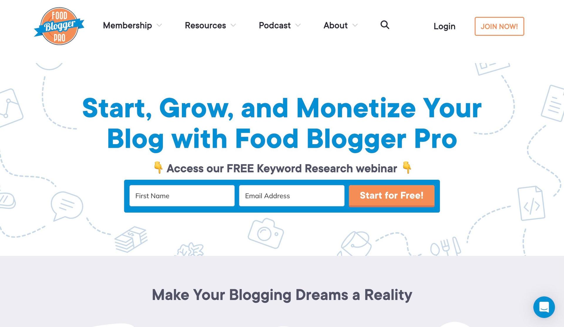 Food Blogger Pro-membership site examples