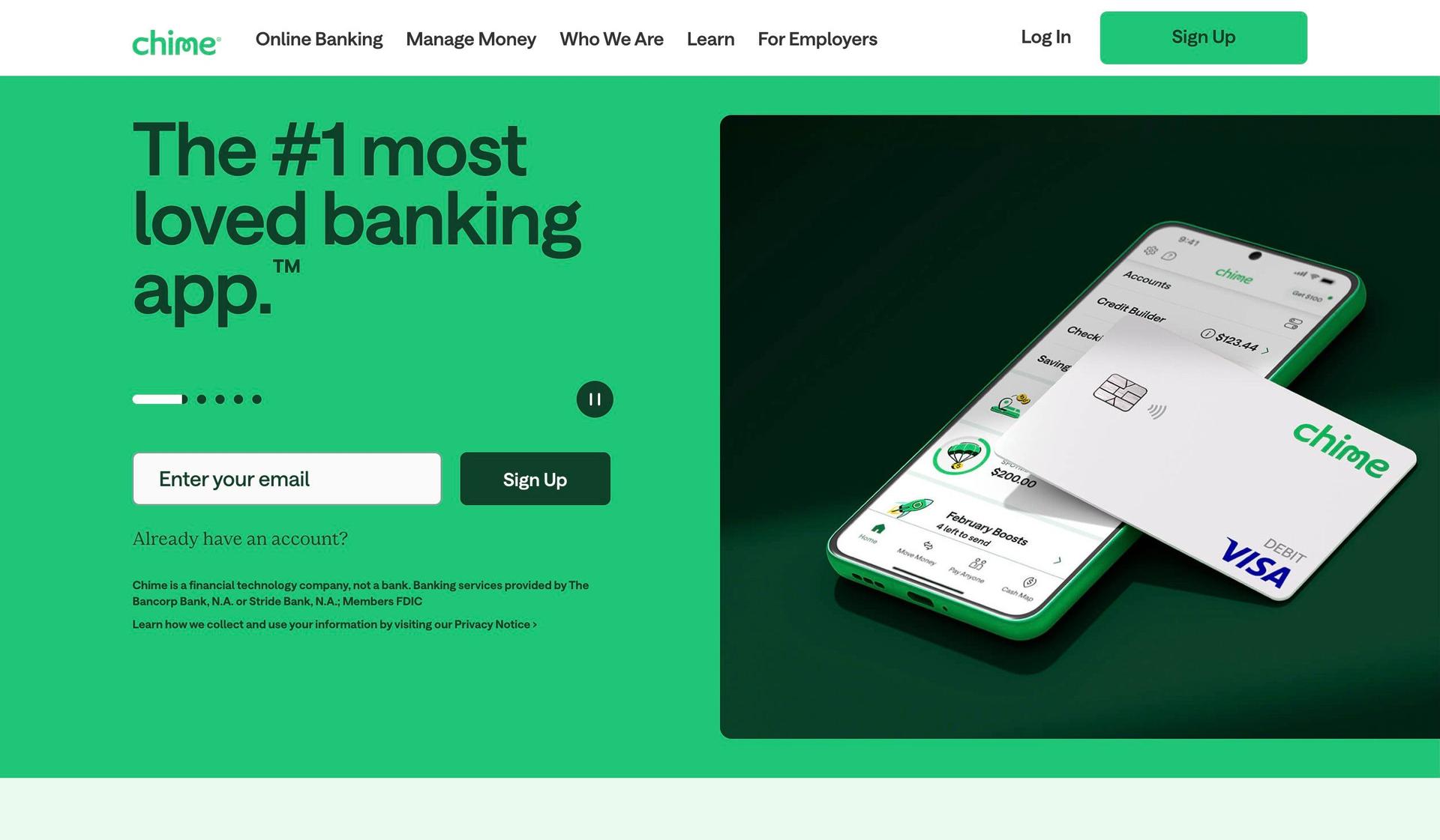 Chime-fintech website design examples