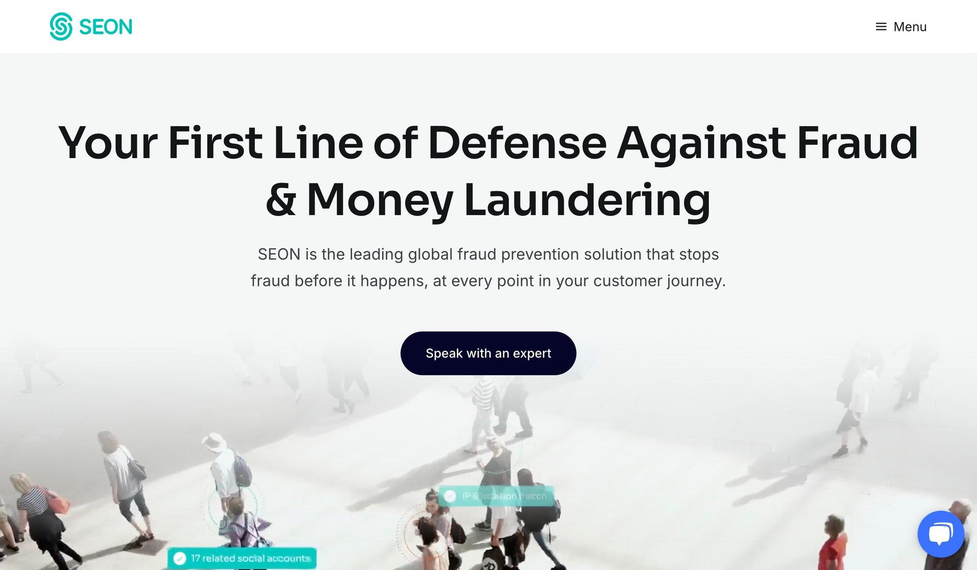 SEON-fintech website design examples